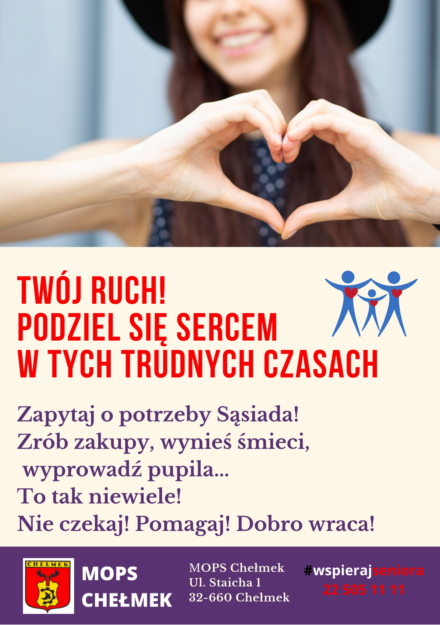 ulotka dotycząca akcji wspieraj seniora - kontakt telefoniczny 22 505 11 11