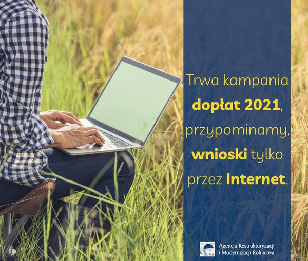 Plakat dotyczący kampanii dopłat bezpośrednich i obszarowych z PROW w 2021 roku