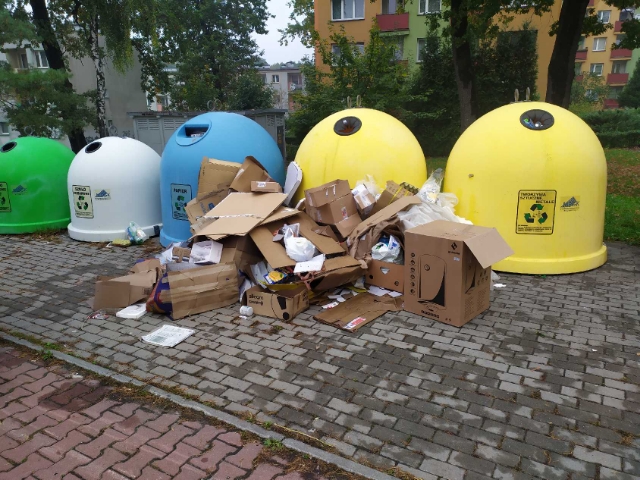 Zdjęcie obrazujące przypadek nieprawidłowego pozbywania się odpadów komunalnych.