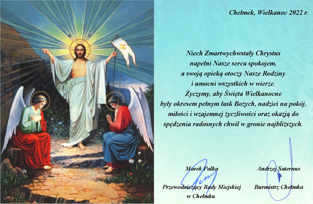Życzenia Wielkanocne Przewodniczącego Rady Miejskiej w Chełmku i Burmistrza Chełmka.