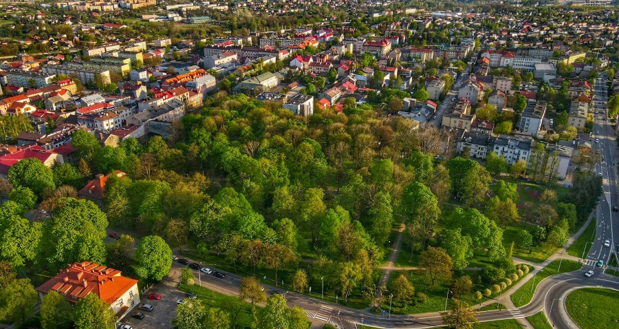 Park Miejski z lotu ptaka.