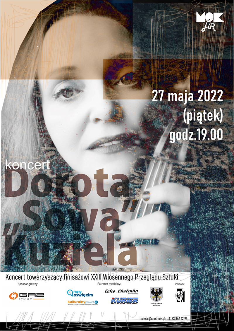 Plakat z zaproszeniem na solowy koncert Doroty „Sowy” Kuzieli.