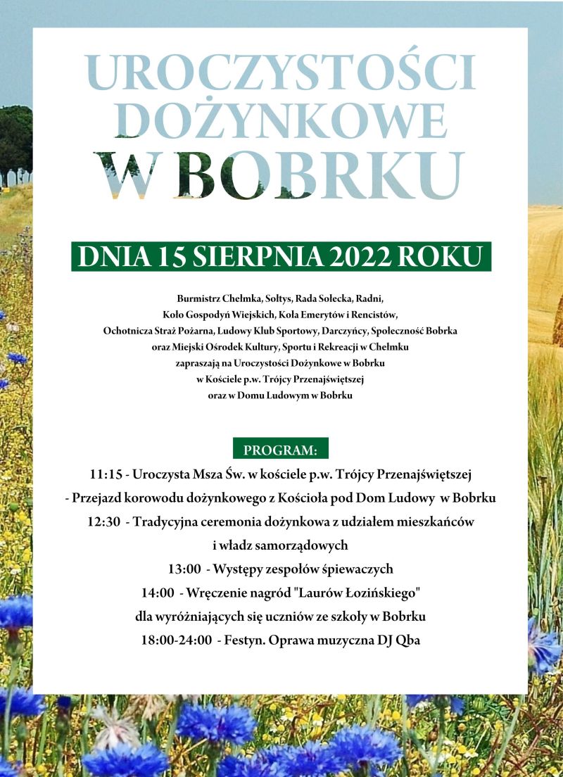 Program dożynek w Bobrku.