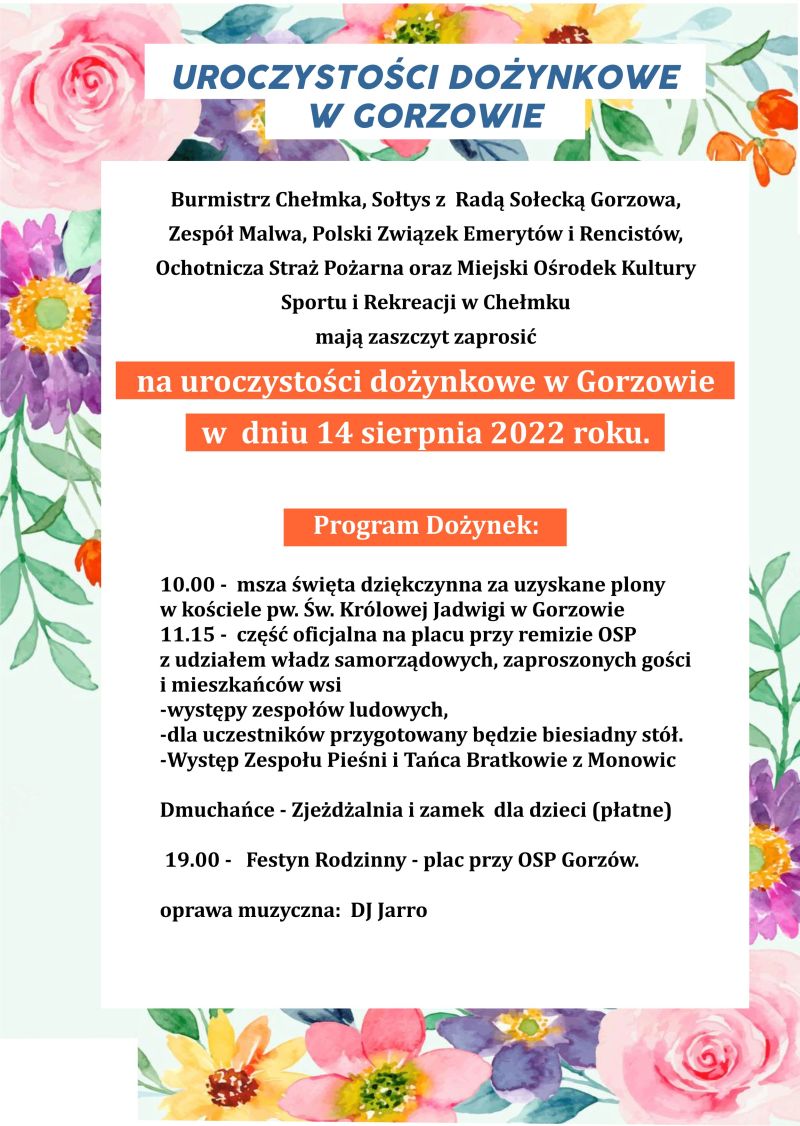 Program dożynek w Gorzowie.