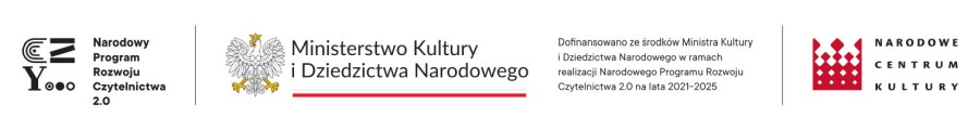 Logotyp programu pod nazwą: "Narodowy Program Rozwoju Czytelnictwa 2.0."
