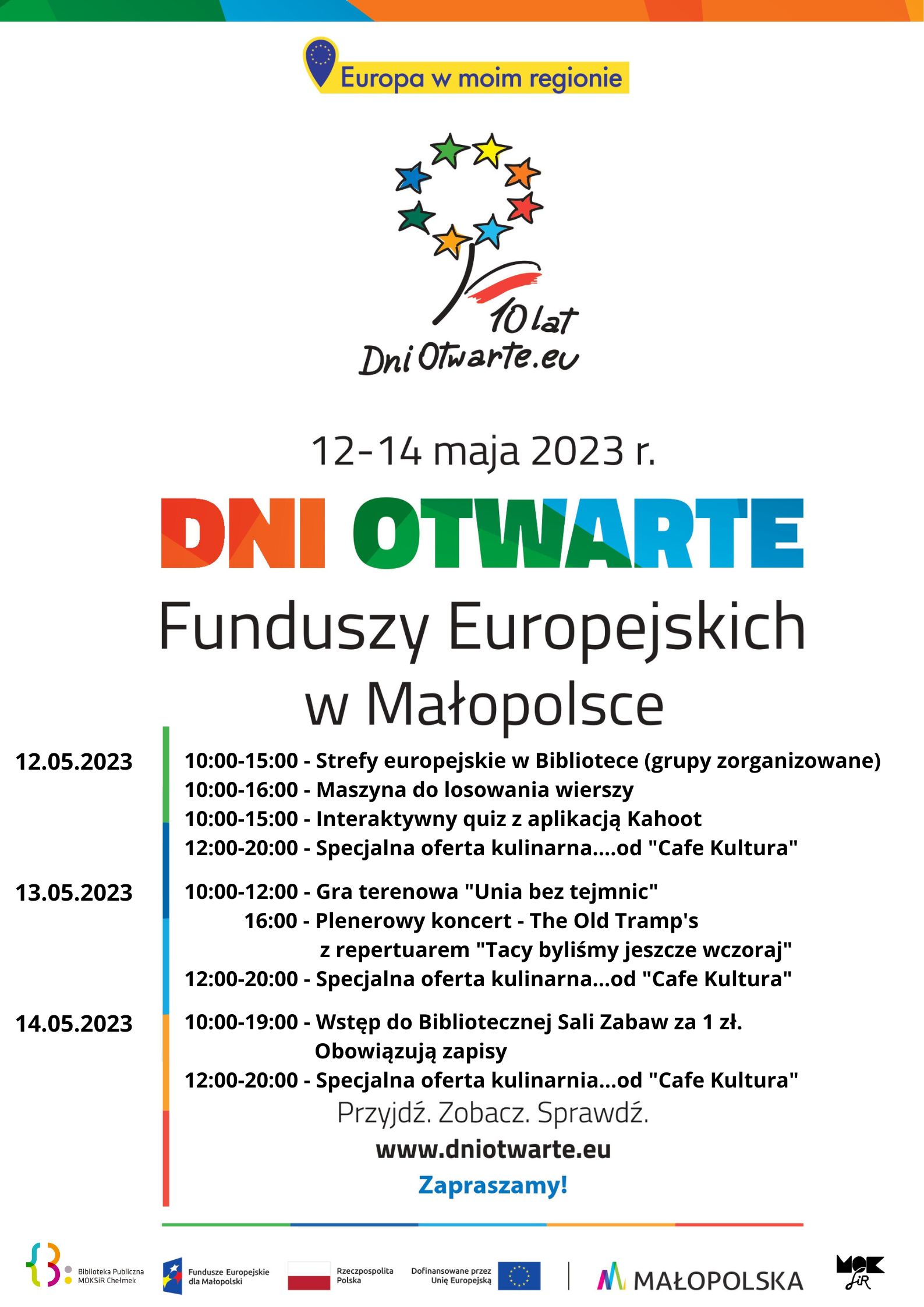 Plakat 10 edycji Dni Otwartych Funduszy Europejskich w Chełmku.