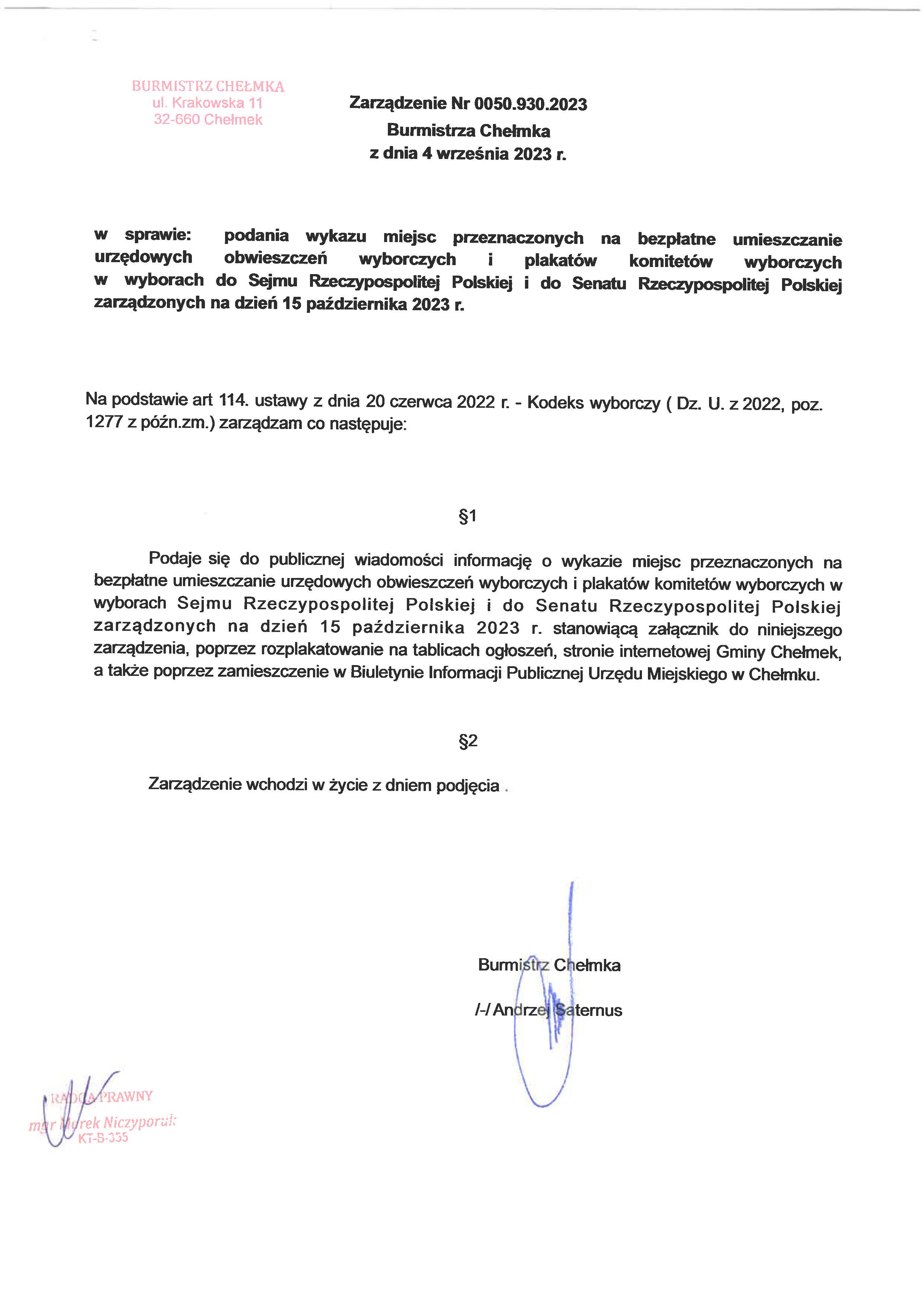 Zarządzenie Tablice Strona 1
