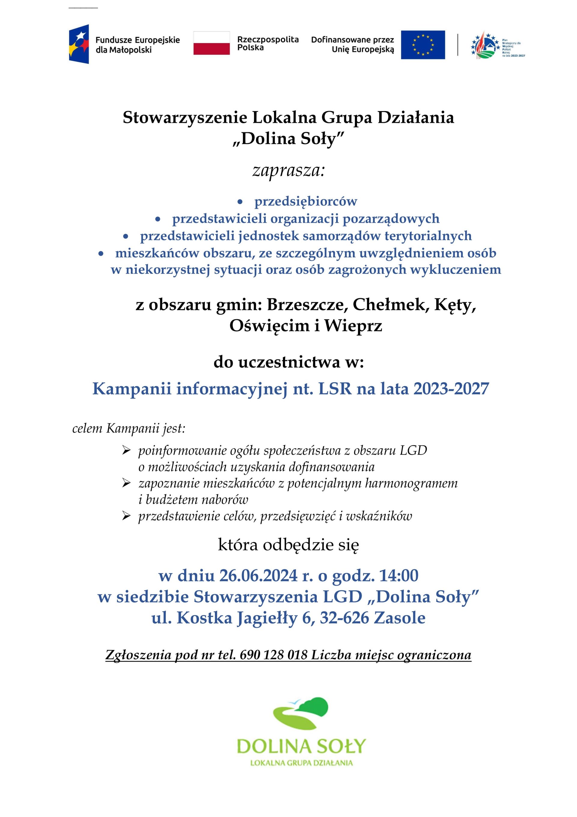 kampania informacyjna nt. LSR 2023 2027 26.06.2024 ogłoszenie