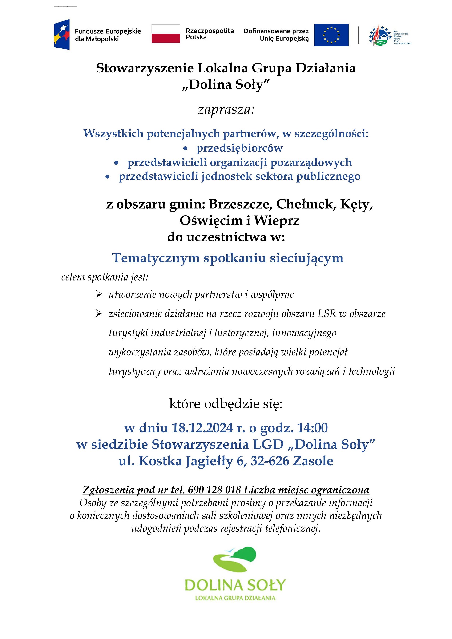 Tematyczne spotkanie sieciujące - plakat informacyjny