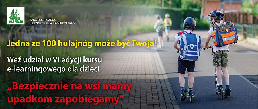 Nagłówek kursu e-learningowego „Bezpiecznie na wsi mamy – upadkom zapobiegamy”