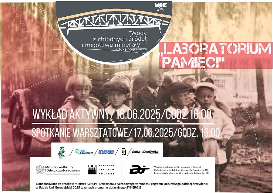 Baner cyklu spotkań warsztatowych pn. „Laboratorium pamięci”.