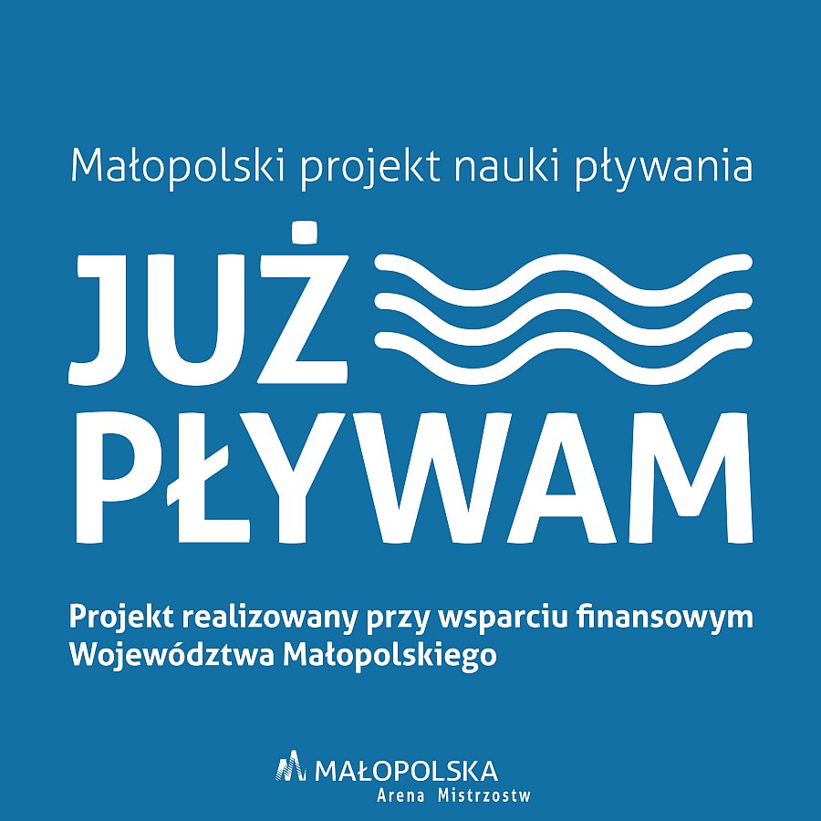 Plakat małopolskiego projektu pn. „Już pływam” – edycja 2026.