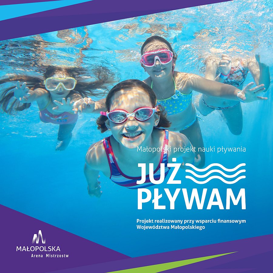 Plakat małopolskiego projektu pn. „Już pływam” – edycja 2026.